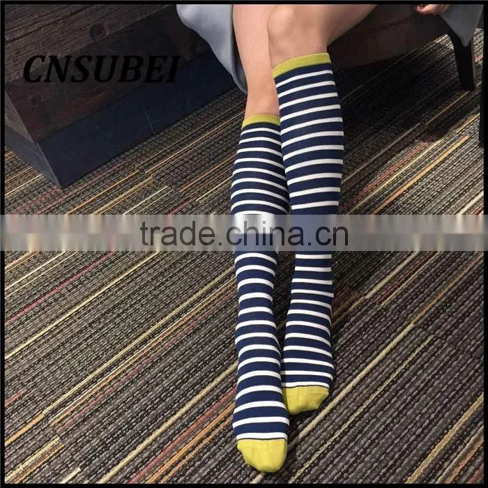 Shining japanese girl stripe jacqaurd knee high tube christmas stocking for women dress
