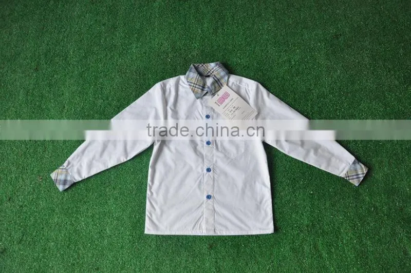 100% cotton girls white slim school uniform T shirt