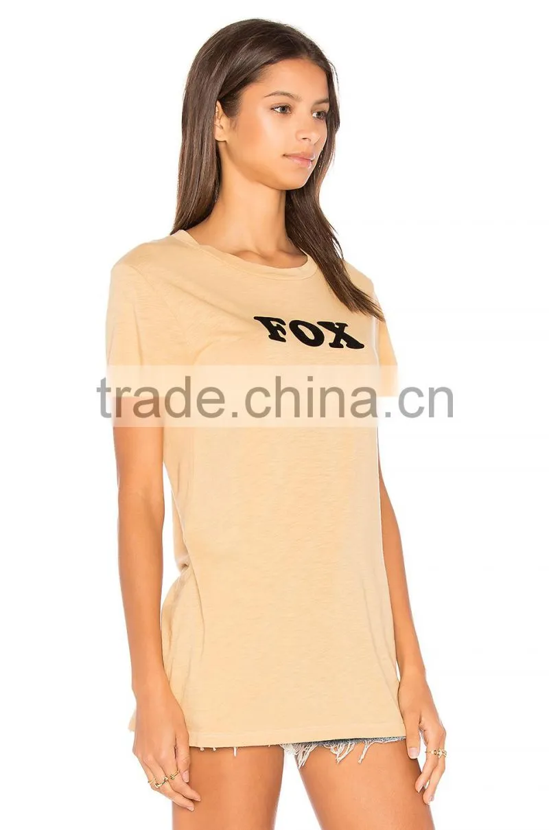 2017 Guangzhou Shandao New Fancy Design 180g 100% Cotton Plain Dyed Wholesale Women Short Sleeve Custom T Shirt Printing