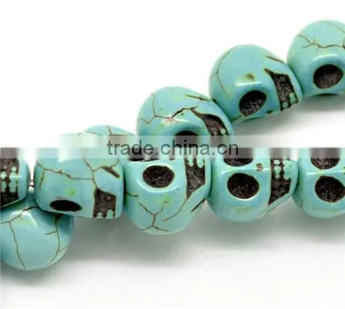 (Grade B) Synthetic Halloween Skull Turquoise Loose Beads 12x10mm