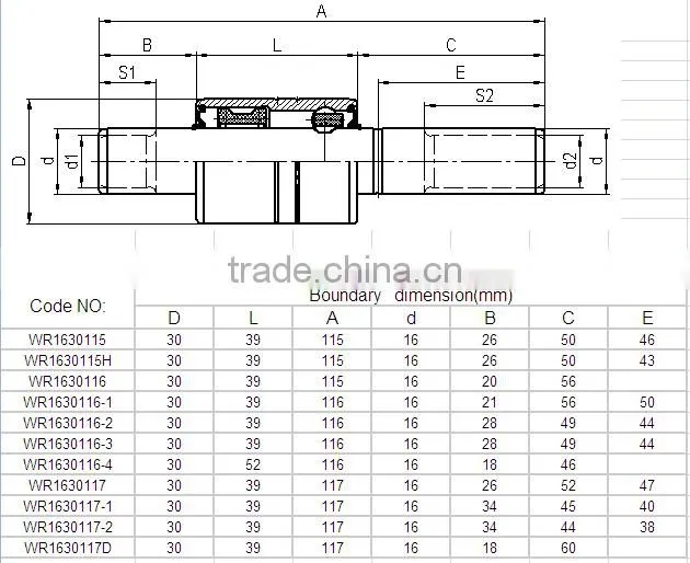 WR1630115 Automotive bearing for water pump