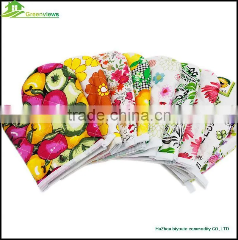 Fashion customized wholesale cotton oven glove fancy microwave cute double oven mitts