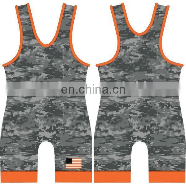 Cheap sublimated camo singlet wrestling singlet for sale