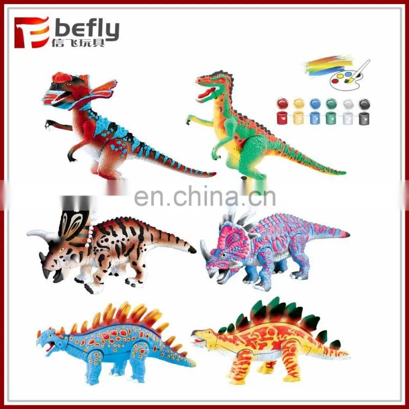 Many kinds mixed plastic toy unpaint dinosaur with color pen