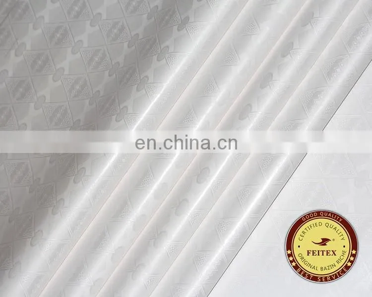 White 100% Cotton Textile Fabric Price Per Yard Sewing Material For African Women Bazin Riche Fabric