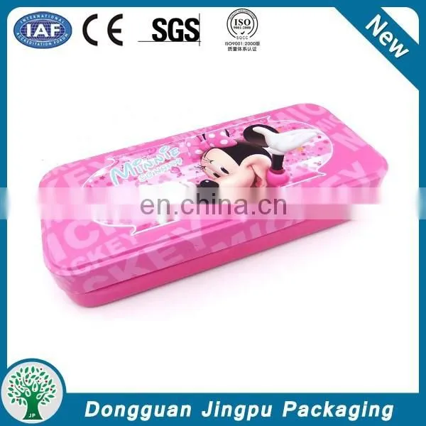 Custom printed metal rectangular kids tin pen case