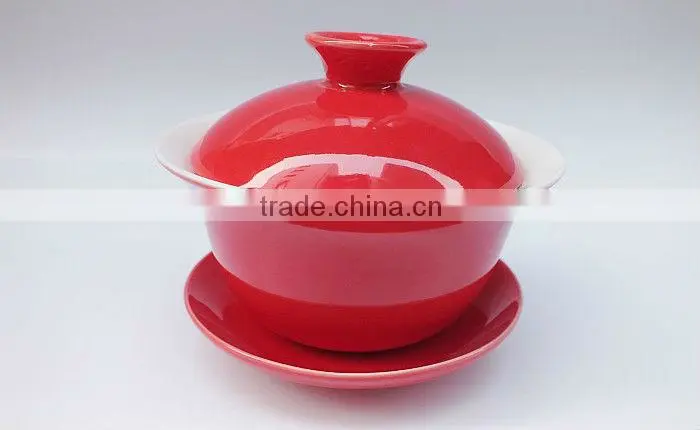 Red Porcelain Gongfu Teacup Gaiwan 120ml,tureen