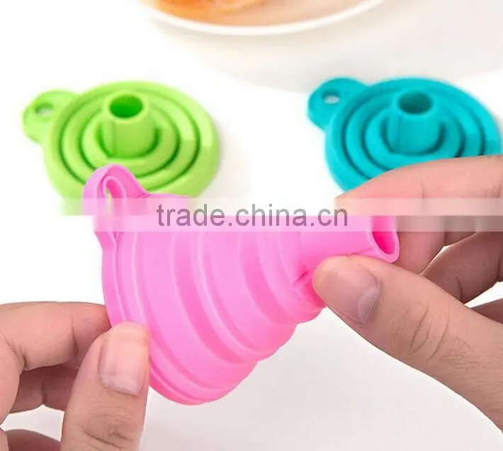 silicone funnel/Food grade silicone folding telescopic long neck funnel