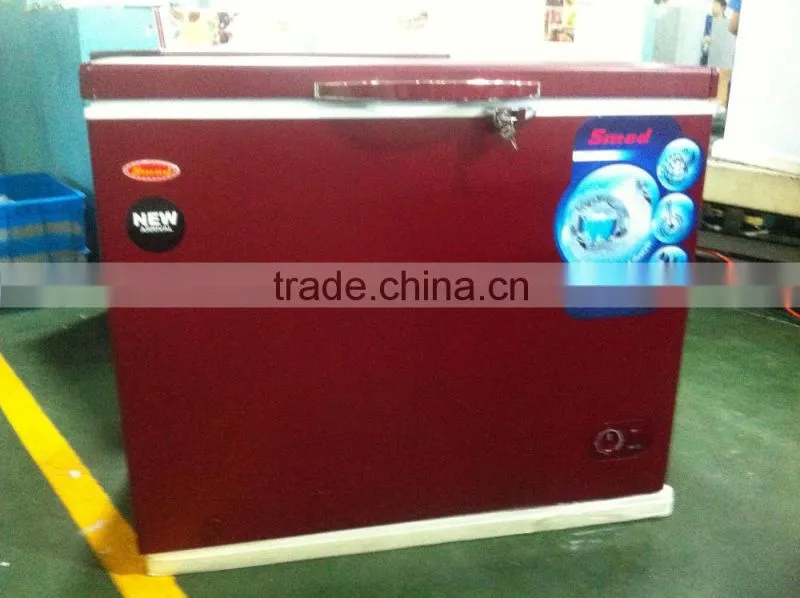 255L Red manual defrost chest freezer for ice cream