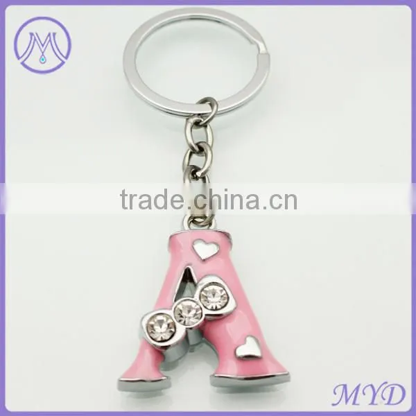 Custom Zinc Alloy Enamel Letter A keychain