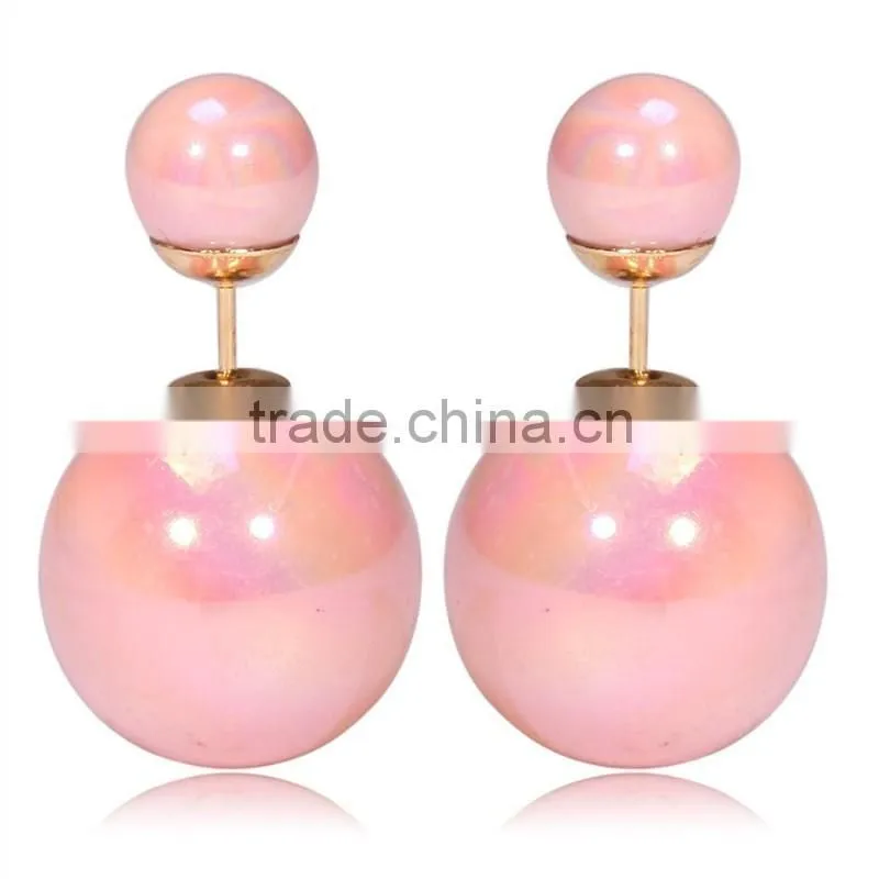2016 Fashion Jewellery Trends Korea Colorful Double Ball Designs Stud Earrings