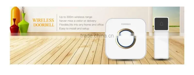 FORRINX 52 Ringtones 300m Distance Wireless Electronics Doorbell with Battery-free Solar Energy Powered Push Button