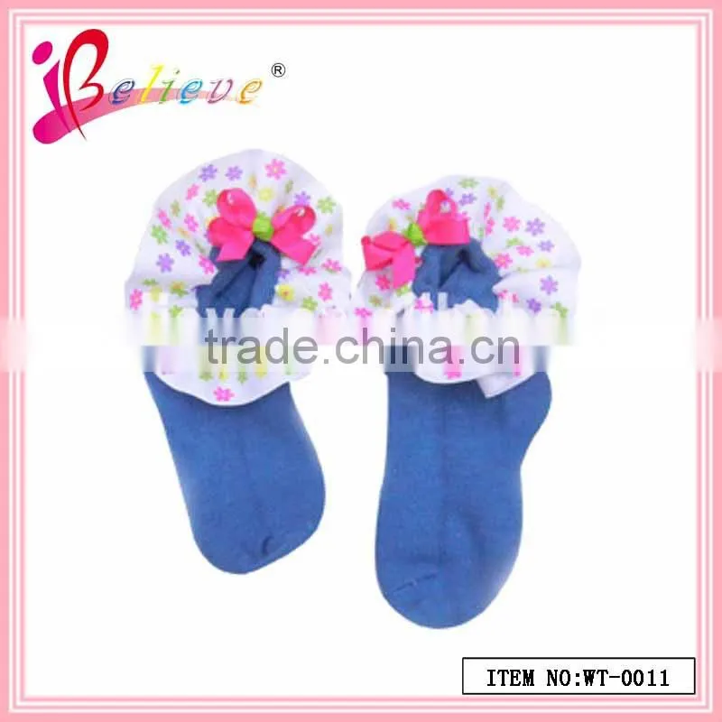 Nice baby products wholesale red ribbon high quality soccer socks for babies (WT-0010)