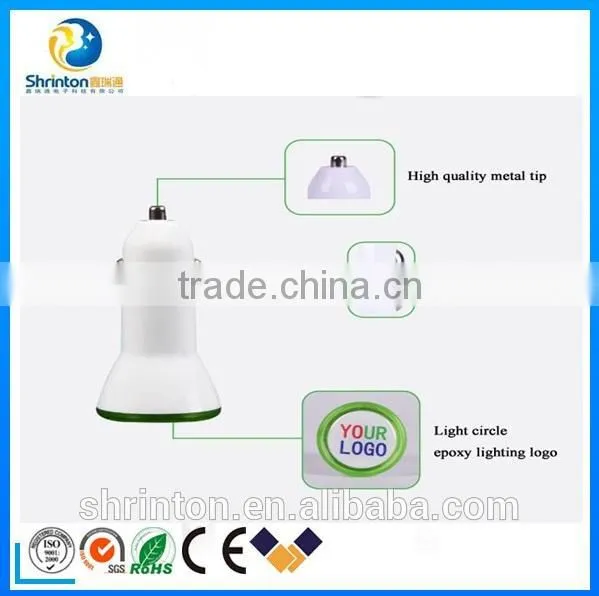 2015 Wholesale manufacturer 5V 2A Portable USB Car Charger for iPhone, iPad, 2 port usb car charger