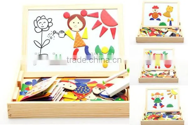 educational toys kids wooden playing puzzle pieces, wooden magnetic puzzle box