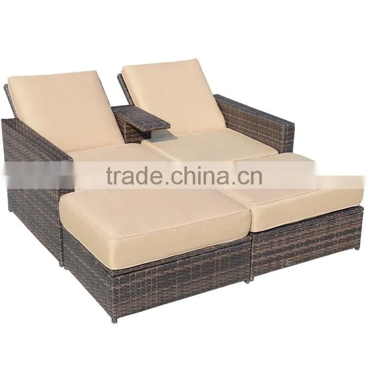 Multifunction New Design Double Outdoor Living Garden Daybed Philippines Bamboo And Rattan Furniture