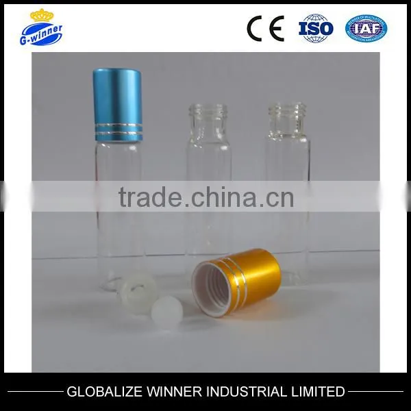 Tubular clear roll on bottle with aluminum cap