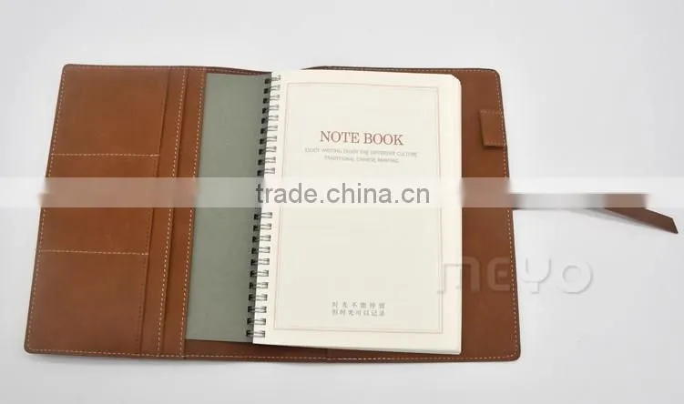 Vintage leather cover notebook and golden twist ball pen gift set with logo