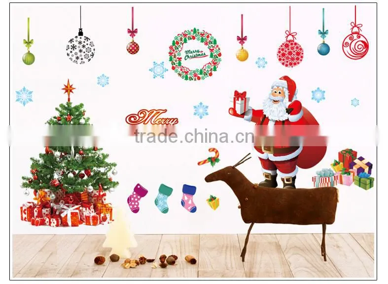 ALFOERVER pvc antelope and christmas tree window decal sticker
