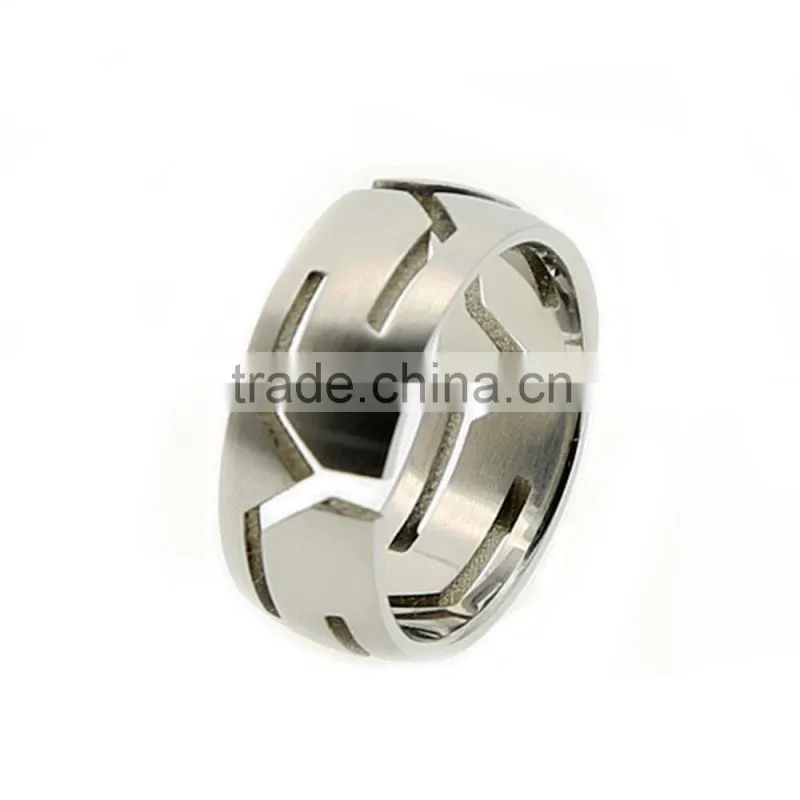 Stainless Steel Wire Cut Simple Line Ring For Boyfriend