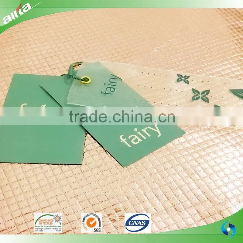 China professional customize a series of gold foil hang tag with gold foil printed plastic seal tag