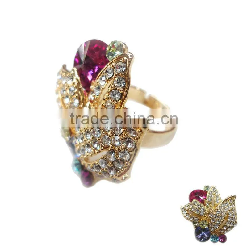 Hot Styles Flower Charming Stones Adjustable Ring For The Year Of 2014