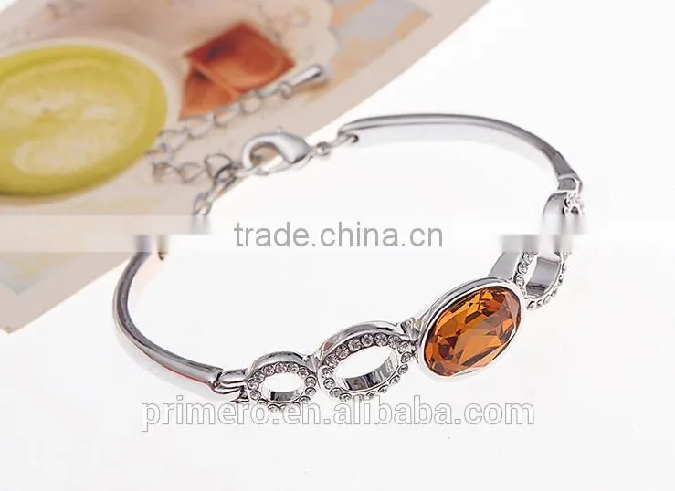 New Design Oval Austrian Crystals 18k Platinum Plated Bracelet Bangle Jewelry Gifts