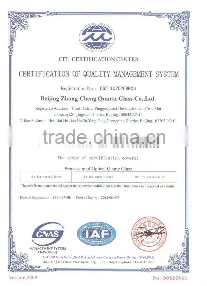 L Shape Quartz Capillary Tube quartz slab quartz reactor