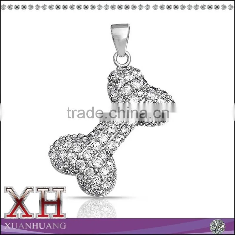 Sterling Silver 925 Bone Pendant With 3A CZ