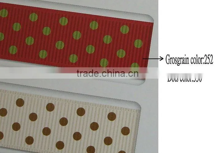 Regular dots printed grosgrain ribbon
