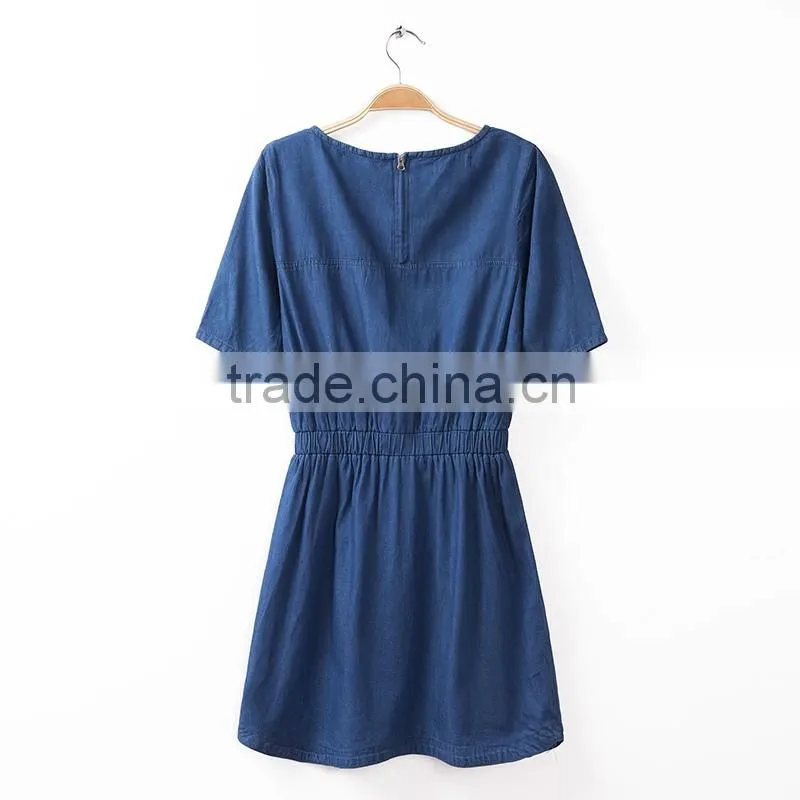 2015 New arrival elegant woman dress cheap wholesale denim dress fashion slim jean dresses