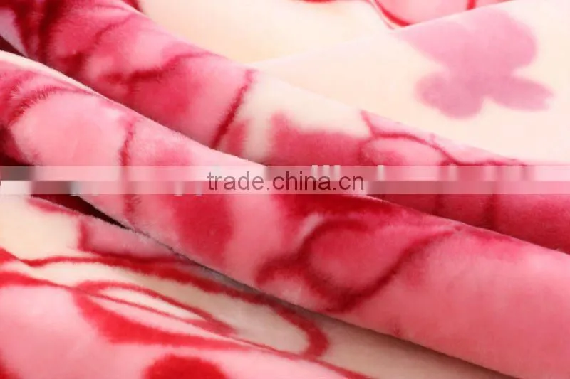 100% polyester super soft printed double mink blanket with zig-zag