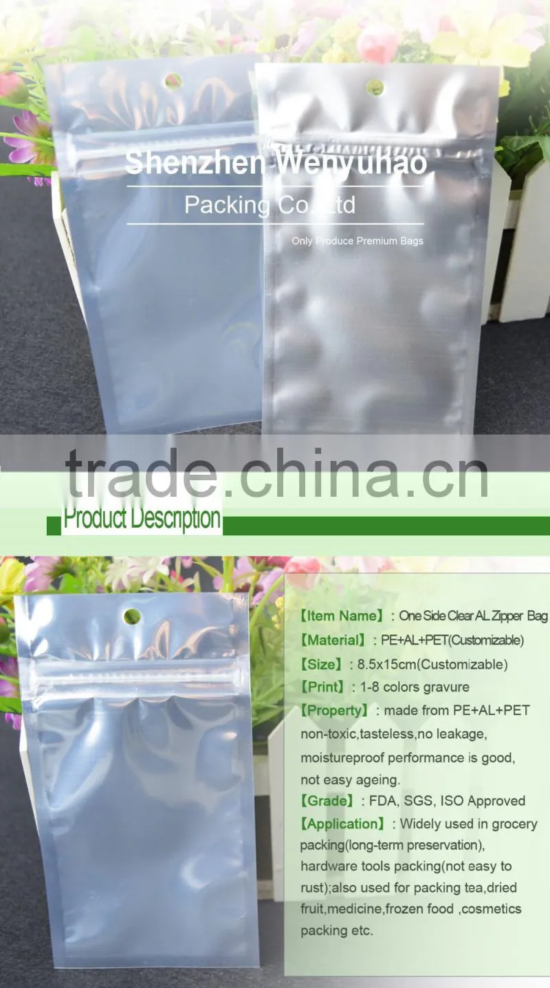 food grade One side clear and another side aluminum grocery Packaging Bags with Zipper