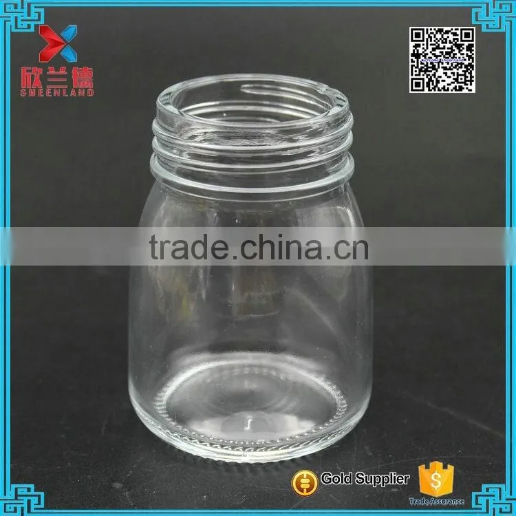 100ml clear cheap empty pudding glass milk bottle with black cap