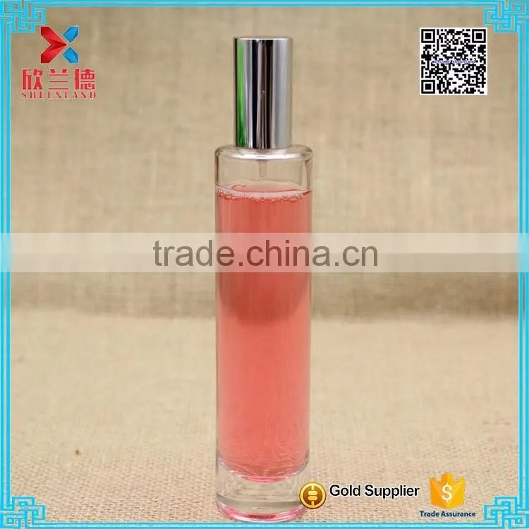 wholesale 50ml cylinder perfume glass tube bottle with aluminium spray and cap
