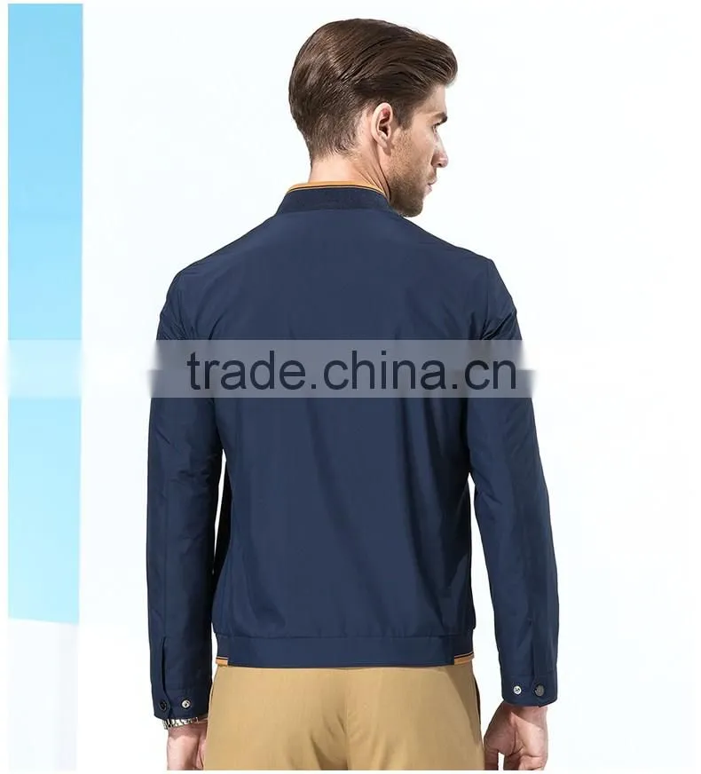 Navy Blue Casual Polyester Jacket Regular Fit Full Sleeves Jacket
