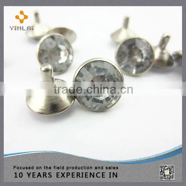 Leather crystal rhinestone decoration custom metal rivet