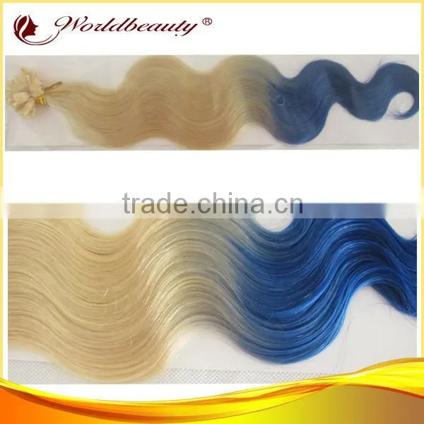 Italy glue grade AAAAA hair extention,two tone color