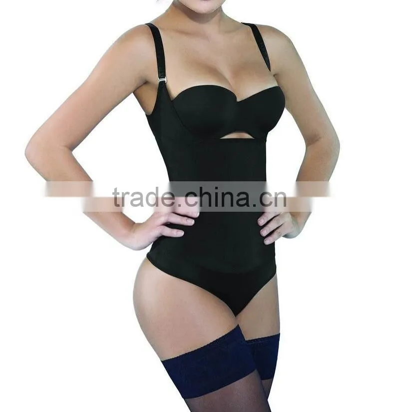 Seamless Firm Control Shapewear Open bust Bodysuit Body Shaper Black