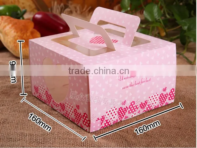 wedding paper cake box with handle,food packaging box,cupcake box