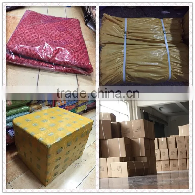 2015 New fashion lace fabric for nigerian party with pearls african cord lace colorful chemical lace