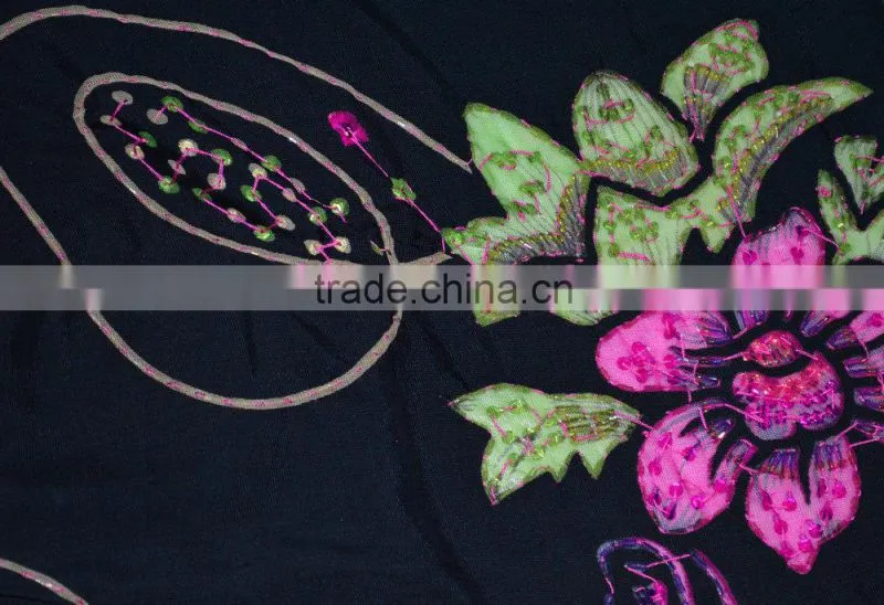 Elegant style high quality flower embroidery velvet lace fabrics wholesale