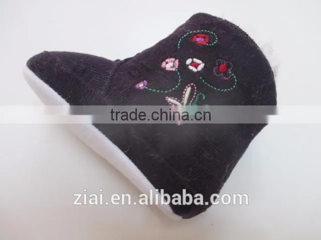 Wholesale Soft dot Sole cordury baby fabric shoes breathable winter fur baby girl Boots