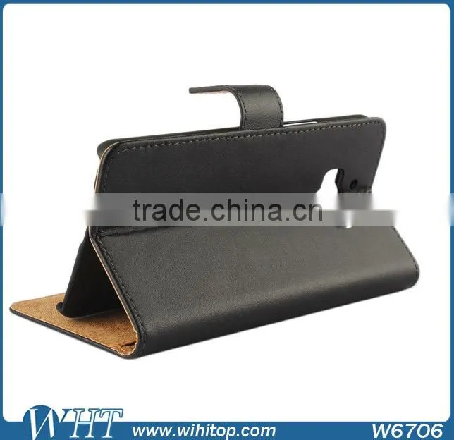 2015 New Products Wallet Real Leather Flip Stand Mobile Phone Case Cover for HTC One M9