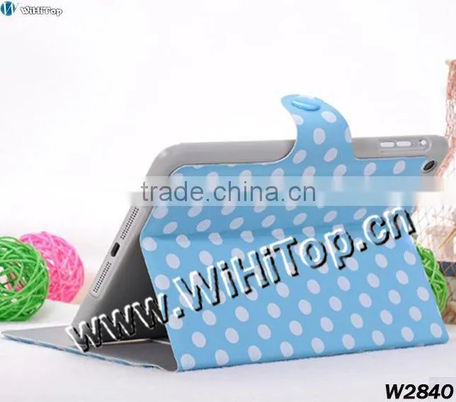 High Quality Cute Look Polka Dots Leather Stand Case with Wake-up & Sleep Function,Polka Dots Case for iPad Mini 7.9' Mix Colors