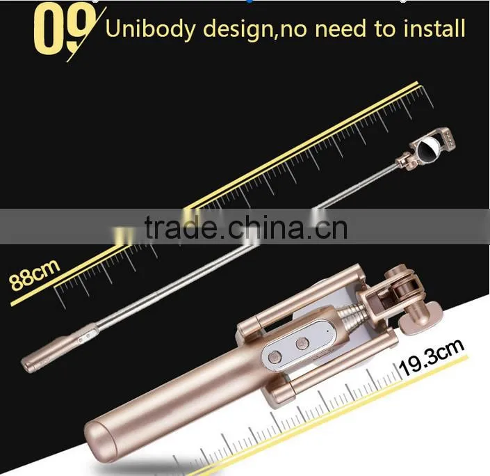 2016 new design Power bank mini monopod selfie stick with flash light and mirror
