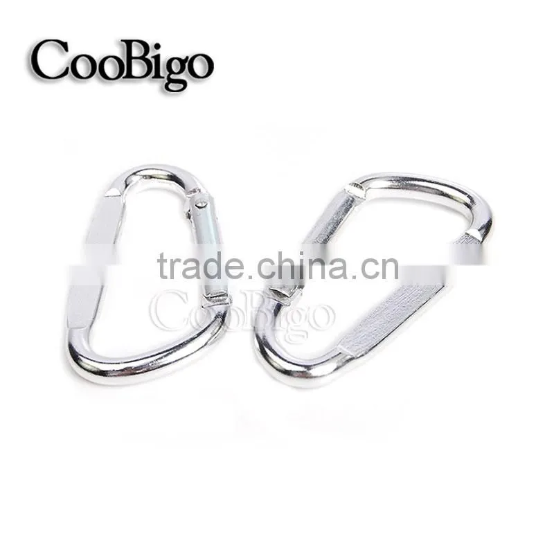 Aluminum Spring Flat Carabiner Snap Hook Hanger Keychain Hiking Camping #FLQ189-7C(Mix-s)