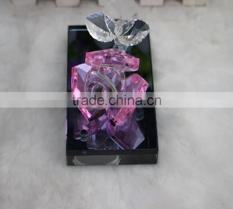 Factory directly sale hot seller high quality crystal rose with base togther for hot selling