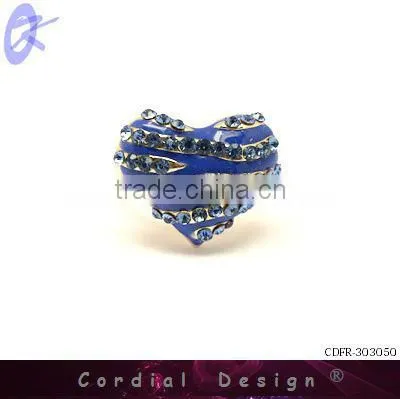 new hot sale wholesale fashion big heart rhinestone cheap ring