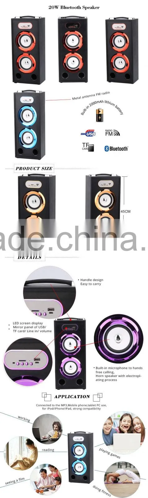 BBQ KBQ-164A 20W 2000mAh Mini Portable Wireless Bluetooth Speaker